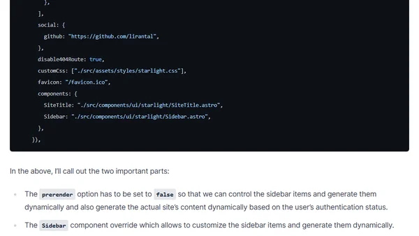 Customizing Astro Starlight Sidebar for Gated Content with Authentication
