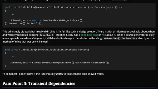 The pain points of C# source generators