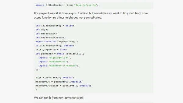 lazy import of JavaScript modules
