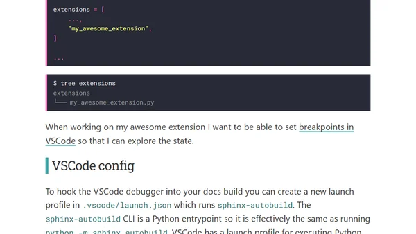 Debugging Sphinx extensions in VSCode