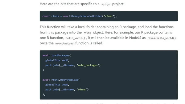 webrcli &amp; spidyr: A starter pack for building NodeJS projects with webR inside