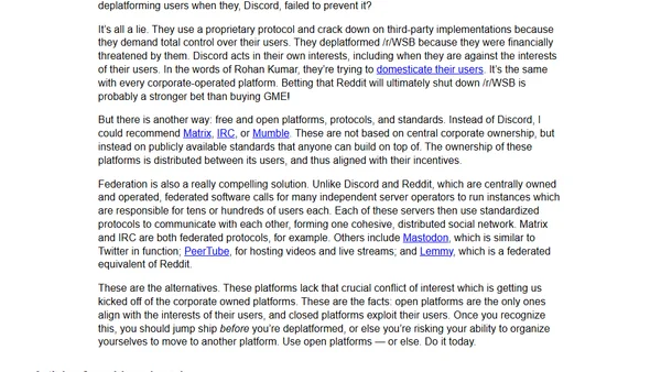 Use open platforms — or else