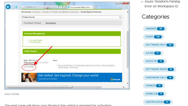 Lost a DreamSpark product key?