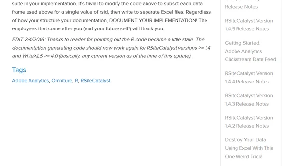 Adobe Analytics Implementation Documentation in 60 Seconds