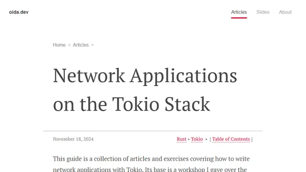 Network Applications on the Tokio Stack