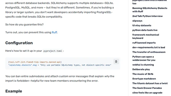 Banning SQLAlchemy Dialects with Ruff