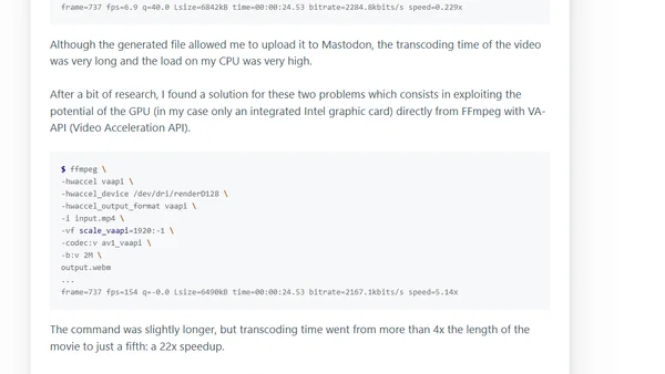 Quickly resize a video with FFmpeg/Vaapi for Mastodon