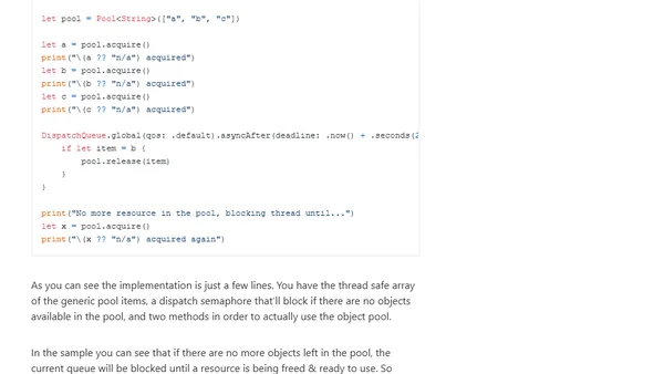 Swift object pool design pattern