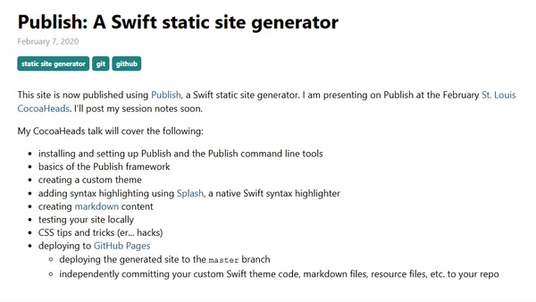 Publish: A Swift static site generator