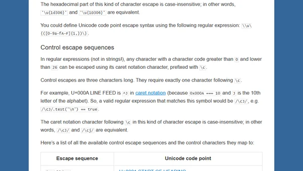 JavaScript character escape sequences