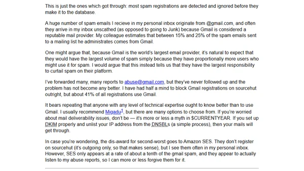 Gmail is a huge source of spam