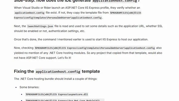 ASP.NET Core on IIS Express - Empty error starting application