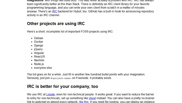 Please don't use Slack for FOSS projects
