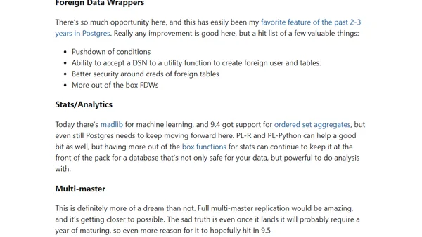My wishlist for Postgres 9.5