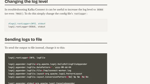 Kafka Connect Change Log Level and Write Log to File