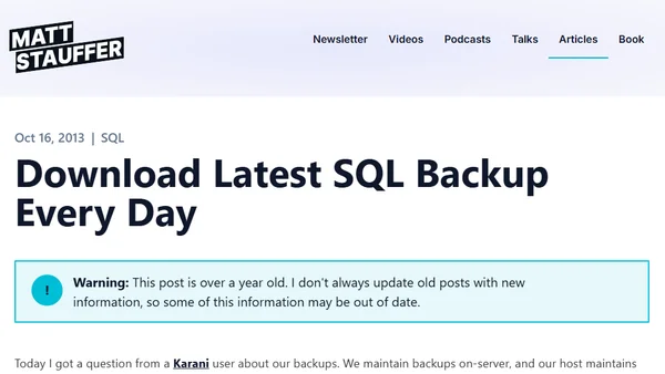 Download Latest SQL Backup Every Day