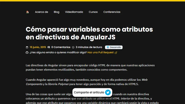 Cómo pasar variables como atributos en directivas de AngularJS