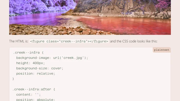CSS Image Effects #6: Infrared Photography