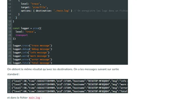 Logging Node.js avec Pino