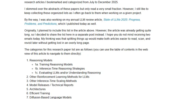 LLM Research Papers: The 2025 List (July to December)