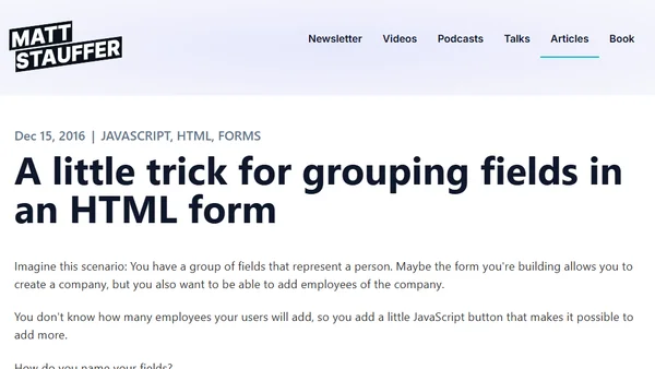 A little trick for grouping fields in an HTML form