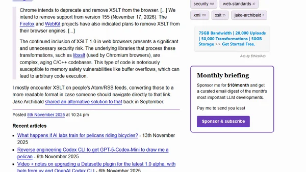 Removing XSLT for a more secure browser