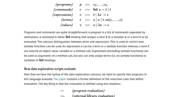 Data exploration calculus: Capturing the essence of exploratory data scripting