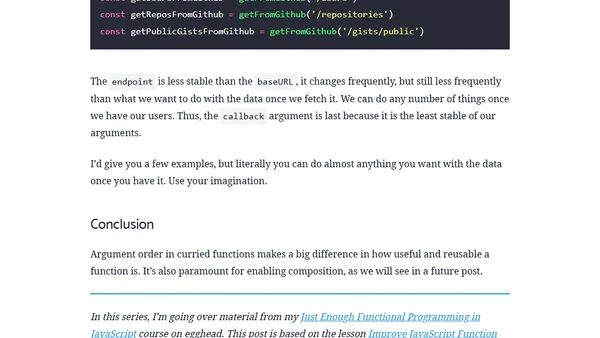 Just Enough FP: Argument Order