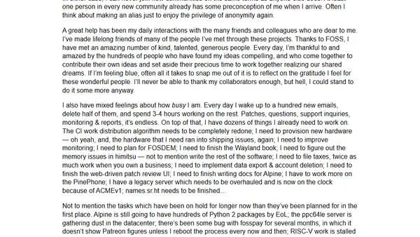 The happinesses and stresses of full-time FOSS work