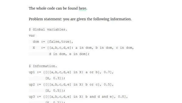 Modelling beliefs about sets