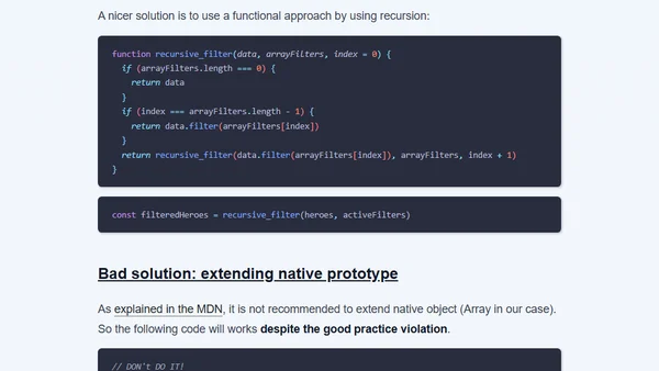 Chaining Javascript filters recursively