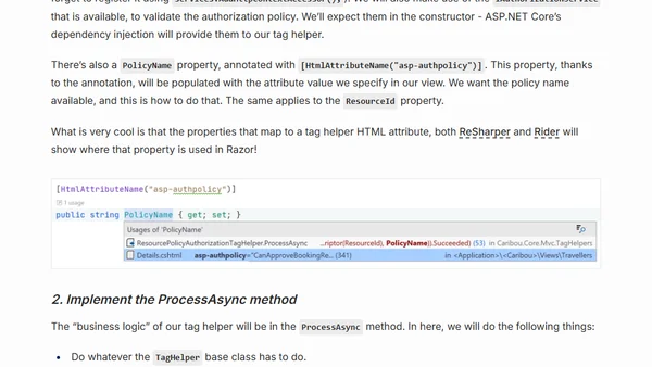 Building an ASP.NET Core Tag Helper to Show/Hide UI Elements based on Authorization