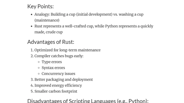 Build a Cup Once, Wash it a Thousand Times- Rust vs Python