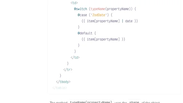 Using Zod's schema to render a reusable and dynamic Angular table component