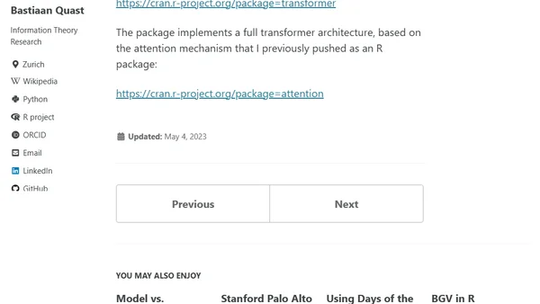 transformer package on CRAN