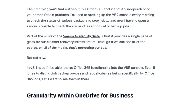 My Wish List for Veeam Backup for Microsoft Office 365 v3