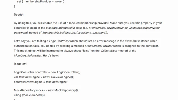 ASP.NET MVC - Testing issues Q and A