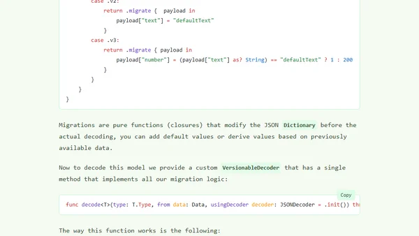Adding support for versioning and migration to your Codable models.
