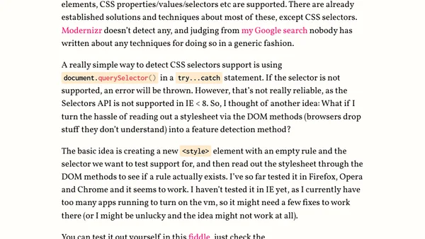 Detecting CSS selectors support + my JSConf EU talk