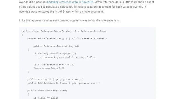 Reference lists in RavenDB
