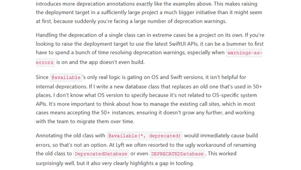 Managing code deprecations on iOS