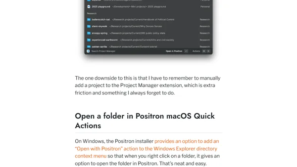How to open a folder as a Positron project with macOS Quick Actions