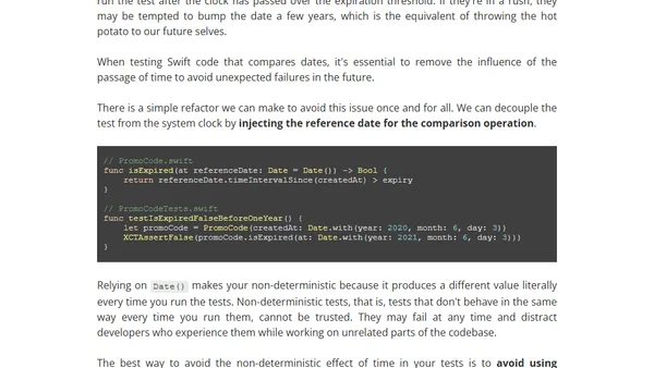 How to write better tests for Swift date comparisons