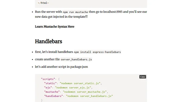 Intro to Express, Templating and API's (EJS, Handlebars, Mustache, Pug)