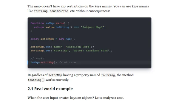 When to Use Map instead of Plain JavaScript Object