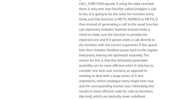 Diving into Unladen Swallow's Optimizations