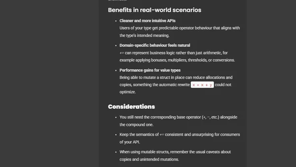C# 14: User-Defined Compound Assignment Operators