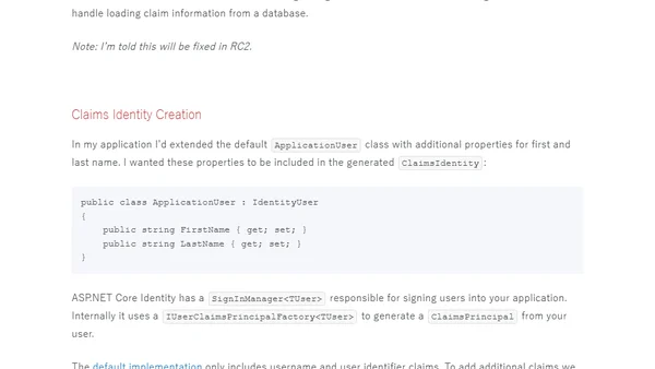 Customising claims transformation in ASP.NET Core Identity