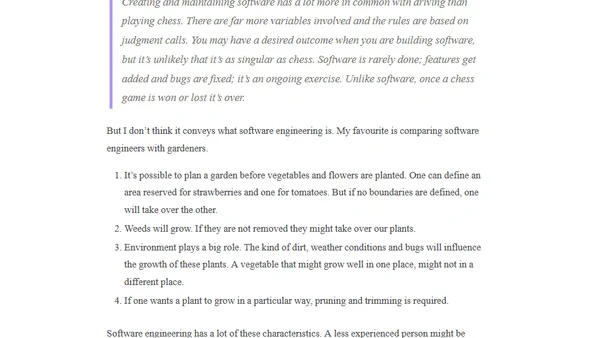 Software engineers as gardeners