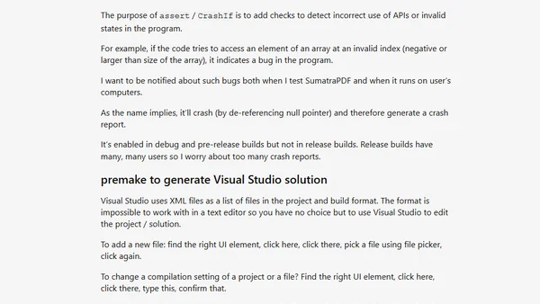 C++ engineering decision in SumatraPDF code